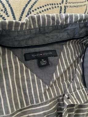 Tommy Hilfiger Navy & White Striped Button-Down Shirt